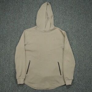 ASRV Hoodie Mens Medium Tan Brown Pullover Zip Pockets Scalloped Hem Aesthetic
